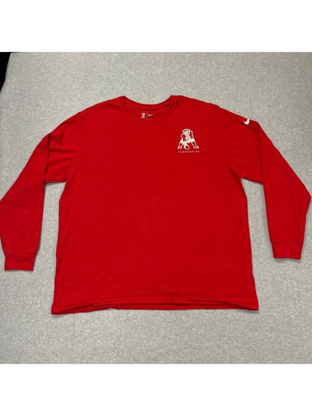 Nike New England Patriots Long Sleeve Tee Red Men's 3XL NFL Cotton Graphic Shirt